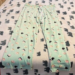 Mint Green Pajama pants with donuts and coffee design
